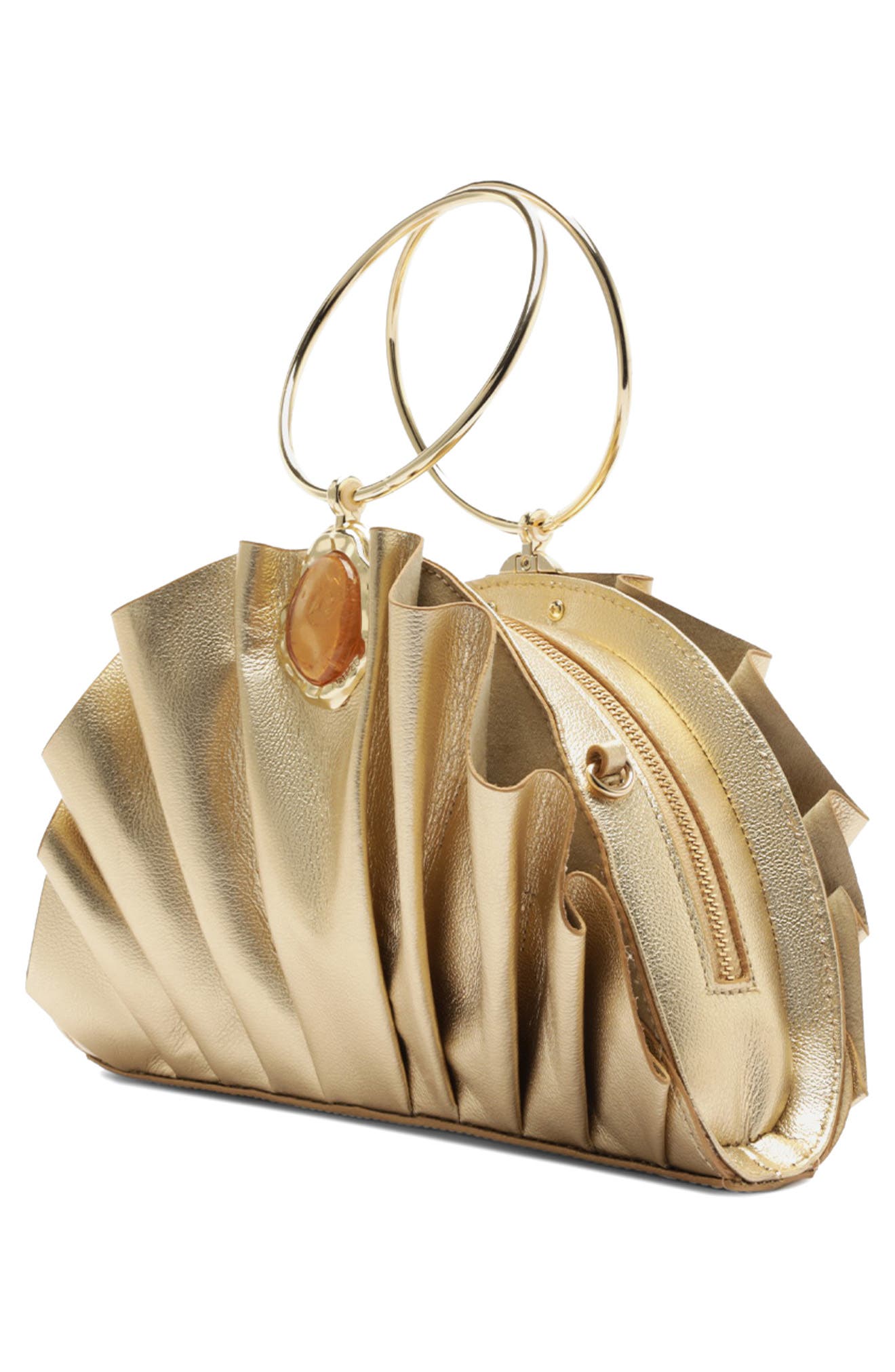 Arezzo Small Ravena Leather Clutch, Alternate, color, Platino
