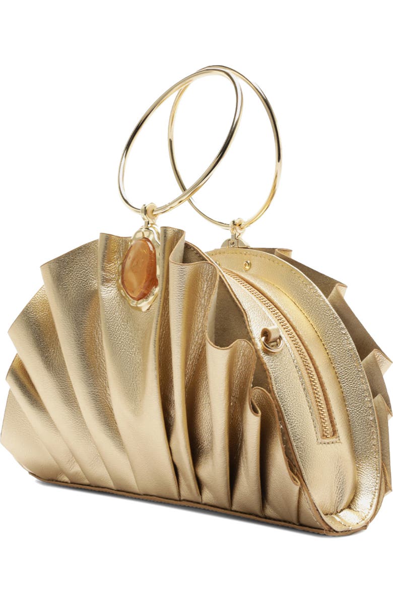 Arezzo Small Ravena Leather Clutch, Alternate, color, Platino