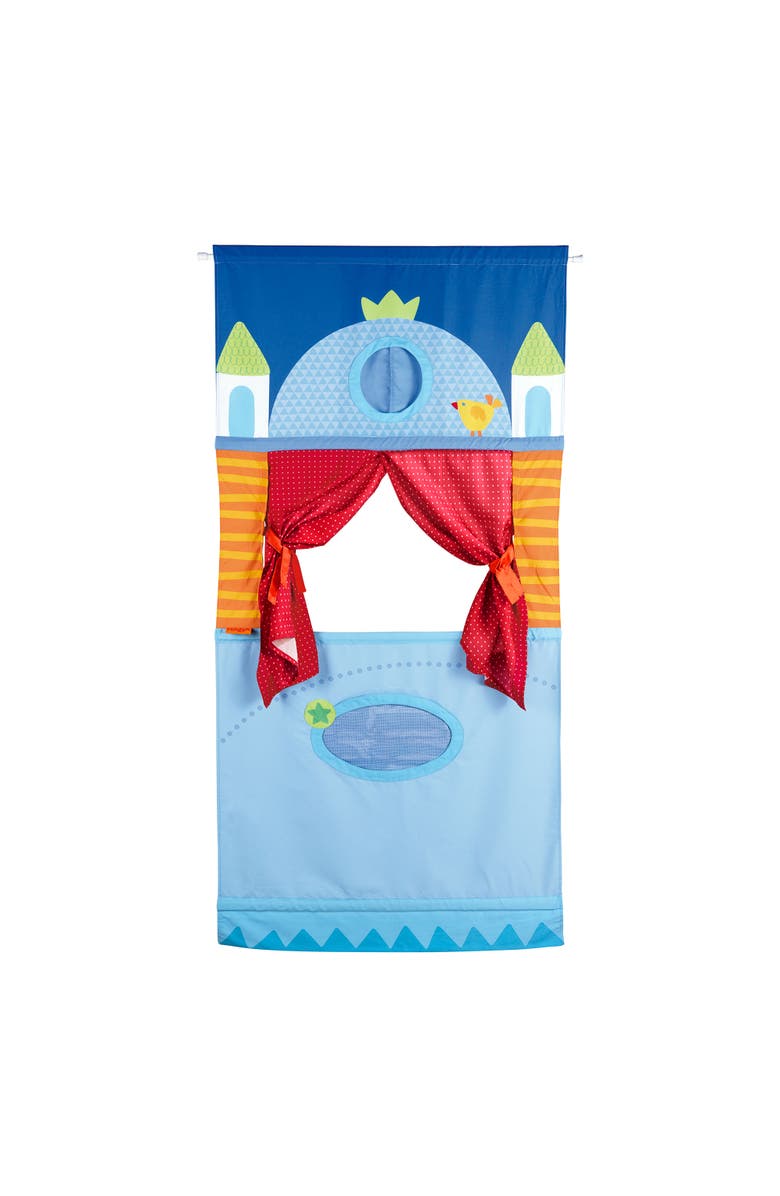 HABA Doorway Puppet Theater - Space Saver with Adjustable Rod Ideal for Pretend Play, Hand Puppets, Educational Kids Activities, & Toys for Toddlers, Main, color, Multi