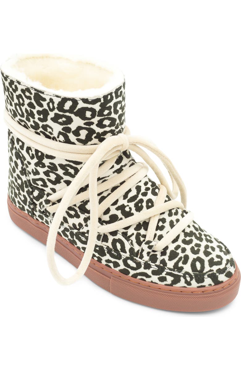 INUIKII Leopard Print Genuine Shearling Sneaker Boot, Main, color,