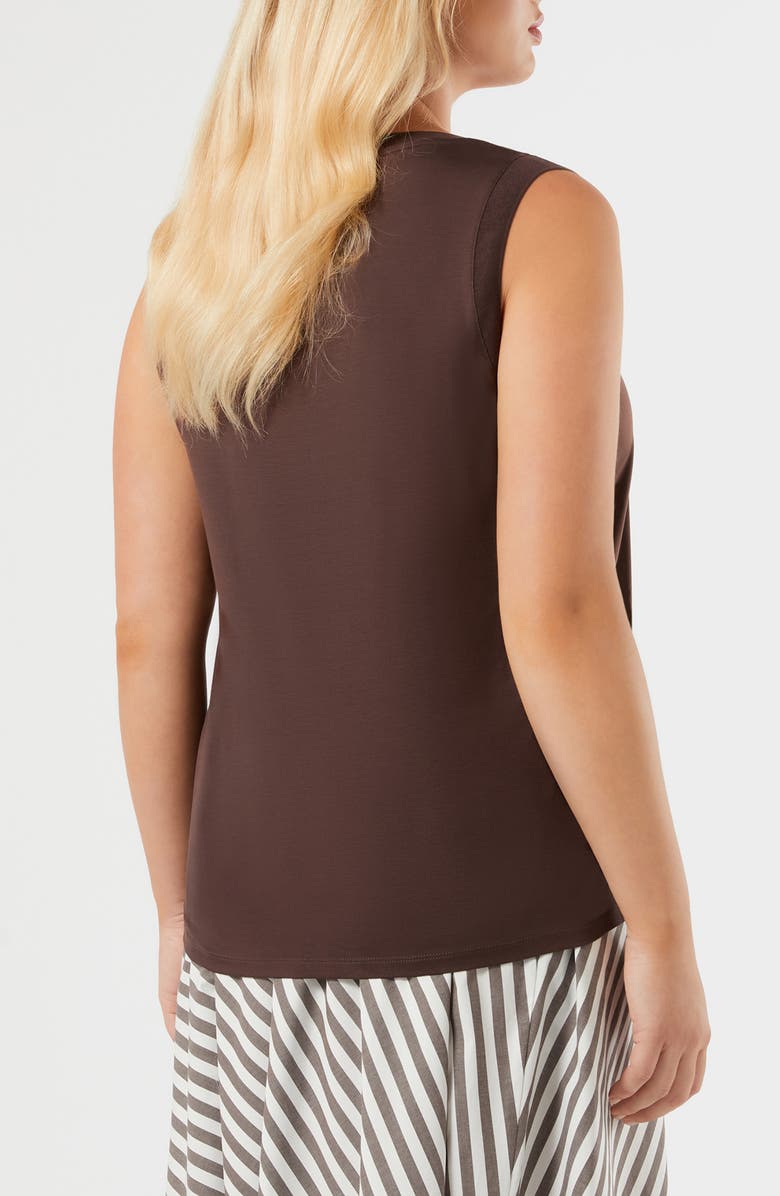 Marina Rinaldi Mrs Donnola Mixed Media Tank, Alternate, color, Chocolate