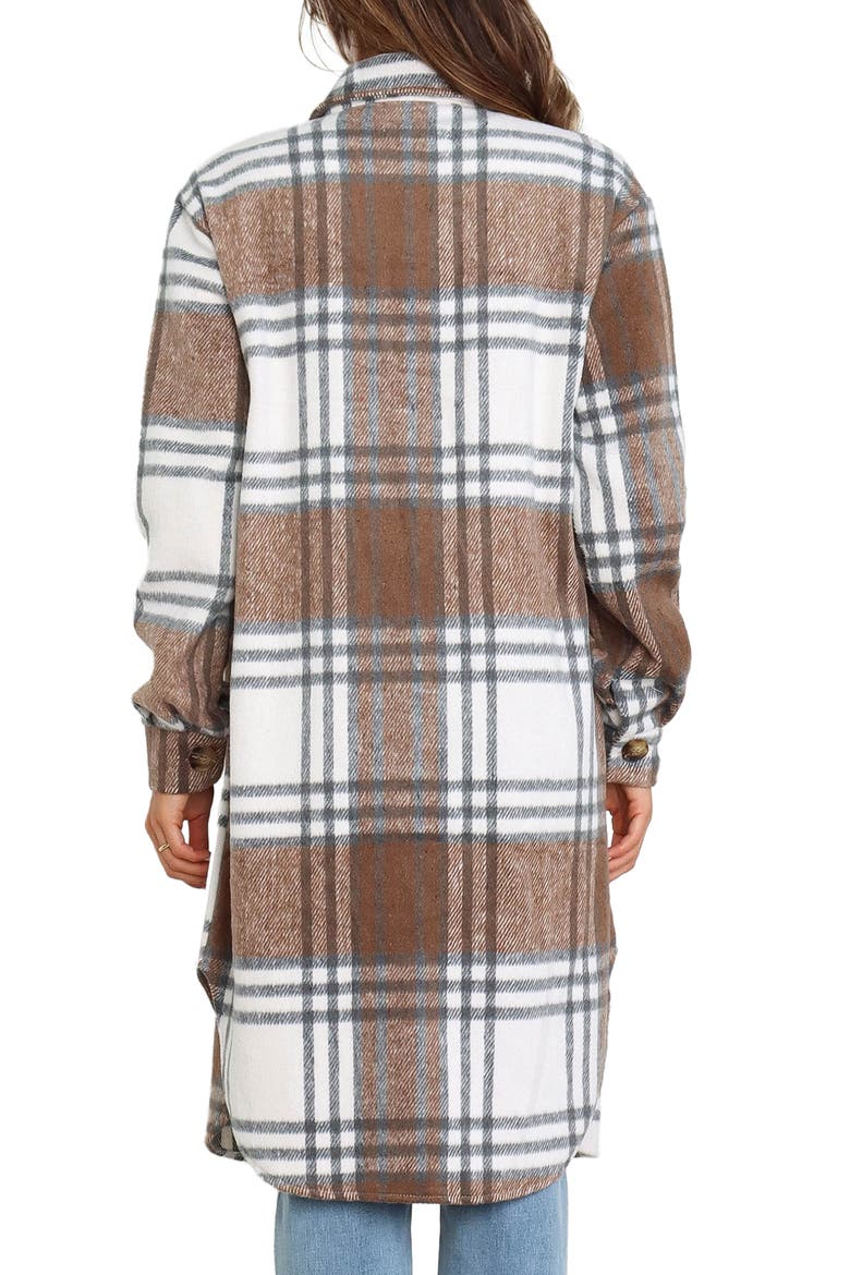 Dion Plaid Longline Shacket, Alternate, color, BROWN CHECK