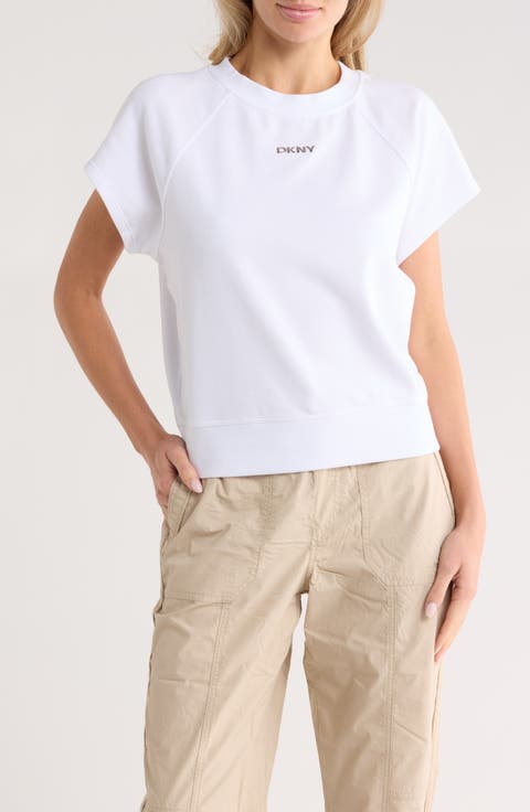 Metallic Logo Cap Sleeve Sweatshirt