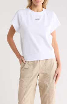 DKNY Metallic Logo Cap Sleeve Sweatshirt
