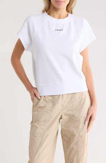 DKNY Metallic Logo Cap Sleeve Sweatshirt
