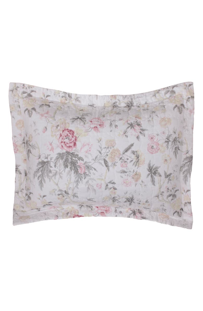 Laura Ashley Breezy Floral Twin Quilt & Sham Set, Alternate, color, Pink Grey