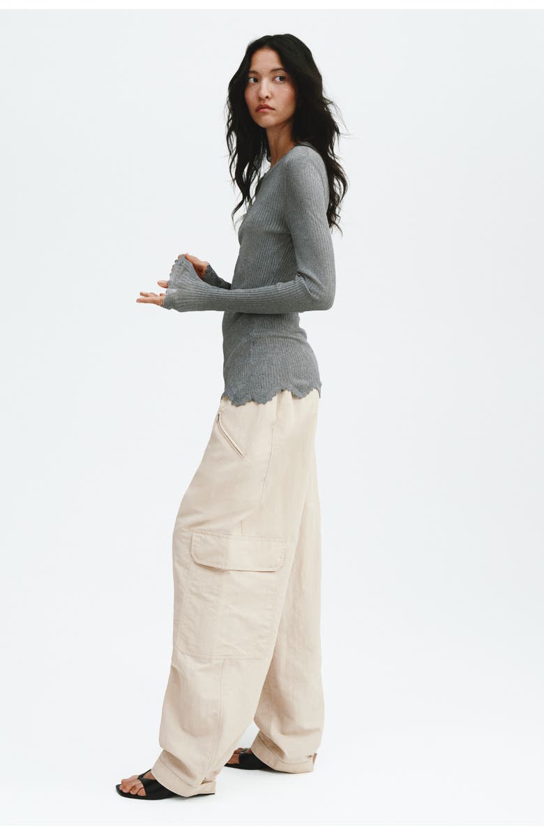 H&M Oversized Cargo Trousers, Alternate, color, Light Beige