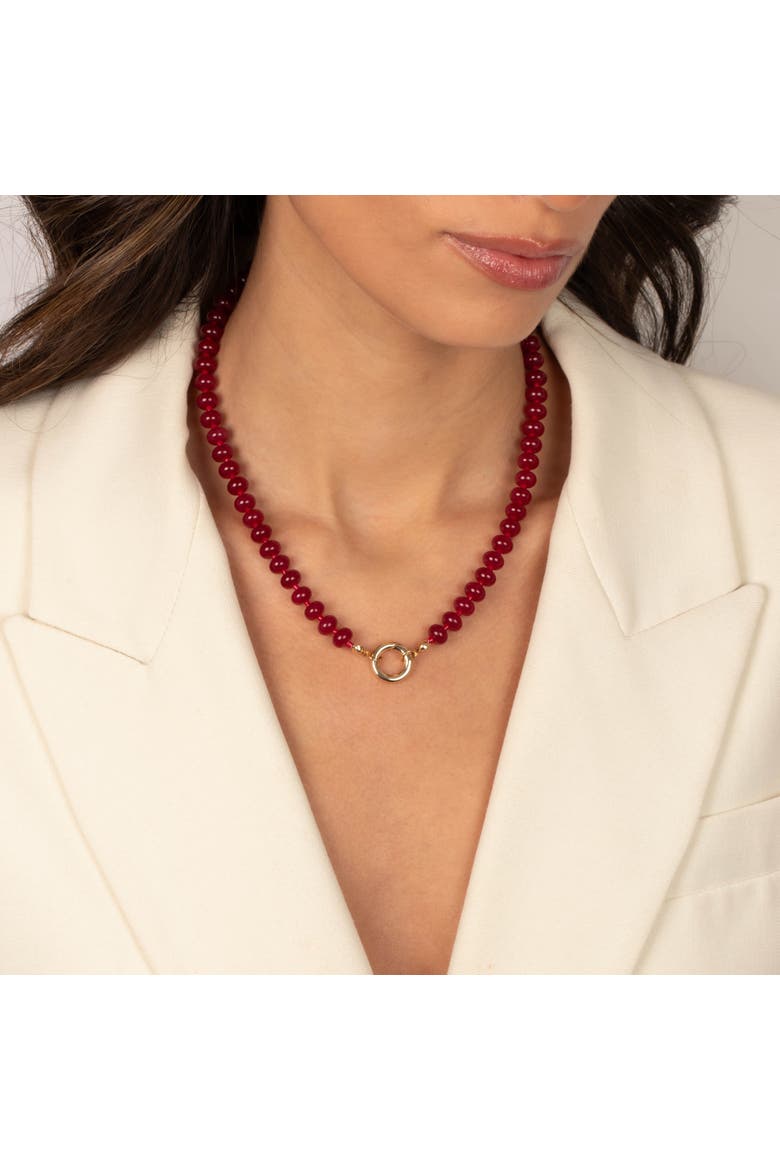 Magenta Beaded Clicker Necklace, Alternate, color, Red