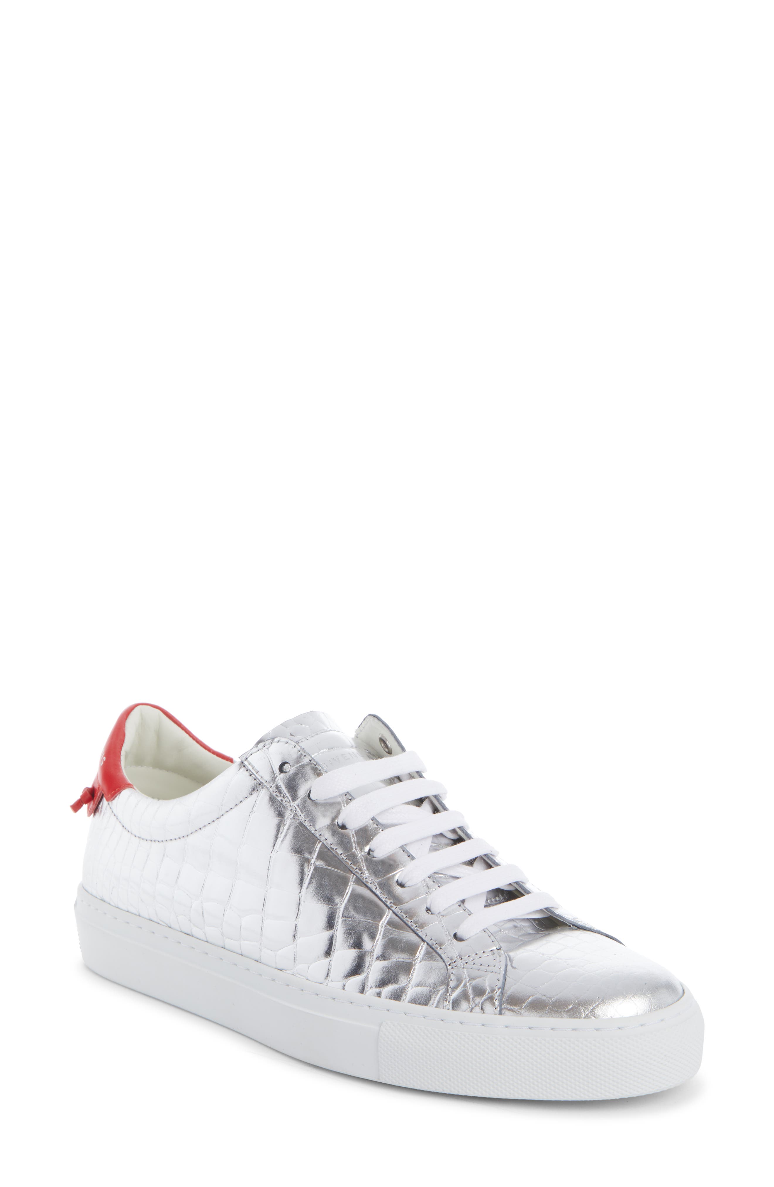 Urban Street Metallic Croc Embossed Sneaker, Main, color, RED/ GREY