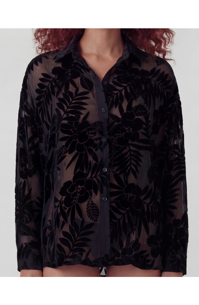 Lords of Harlech Country Floral Velvet Devore Womens Shirt, Alternate, color, Country Floral Black