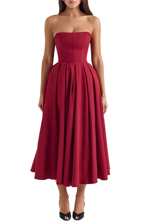 Pandora Strapless Midi Cocktail Dress