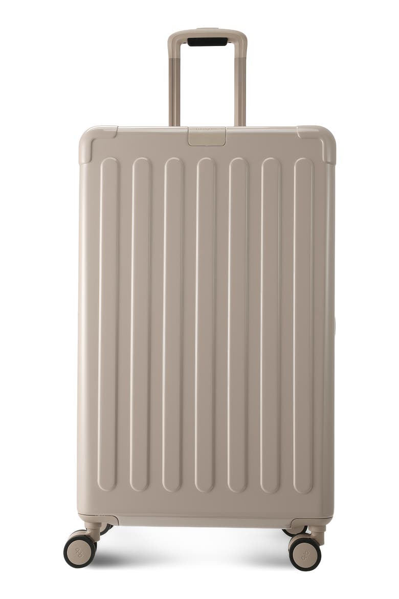 Nostos Glossy Large Spinner Suitcase, Main, color, SAHARA