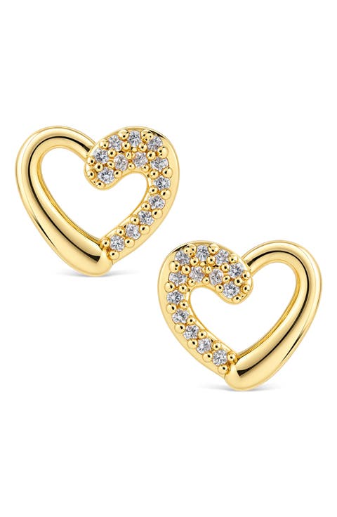 Pavé Heart Stud Earrings