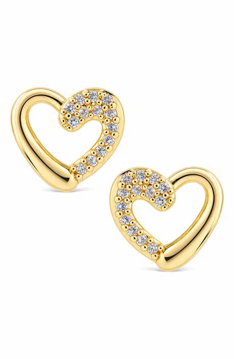 Pavé Heart Stud Earrings