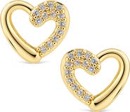 Sterling Forever Pavé Heart Stud Earrings