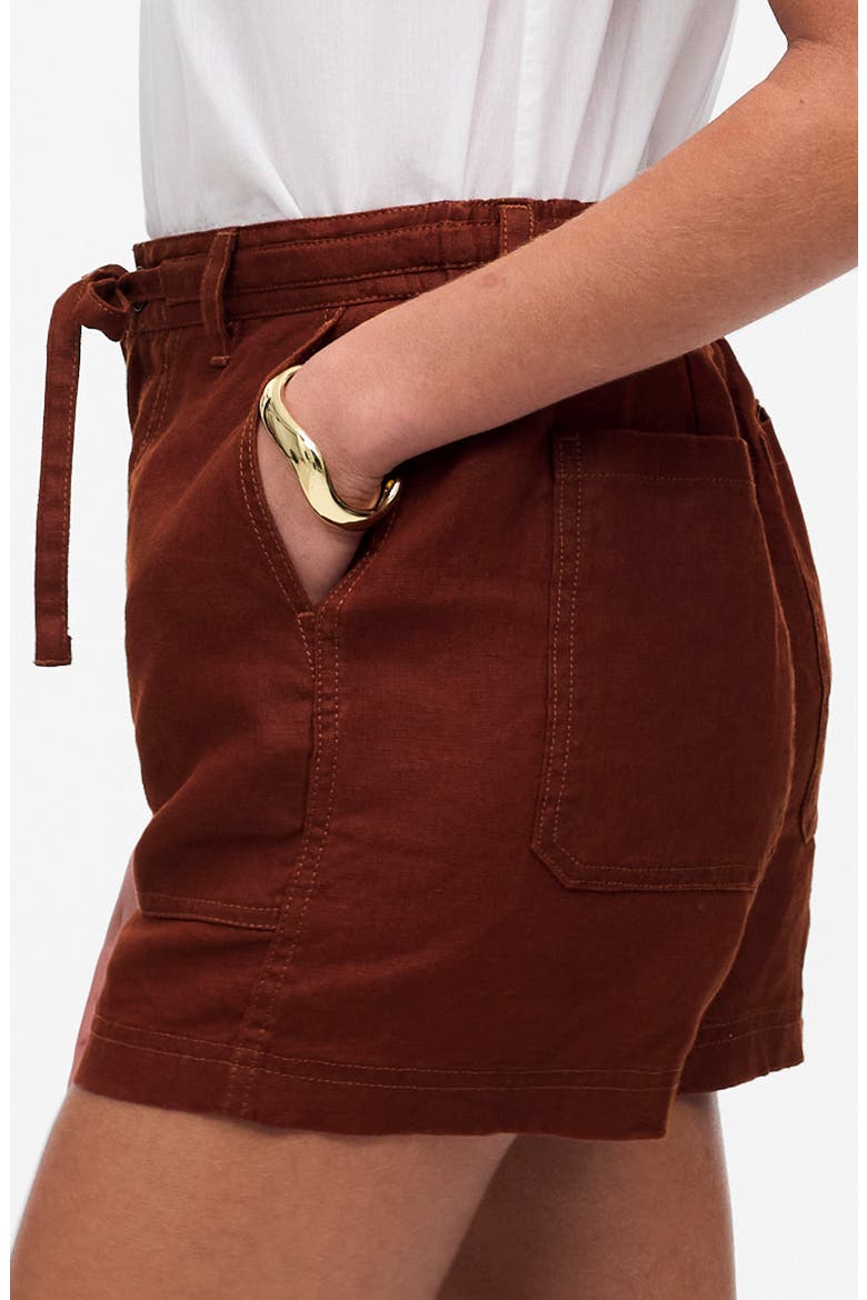 Drawstring Linen Shorts, Alternate, color, HENNA