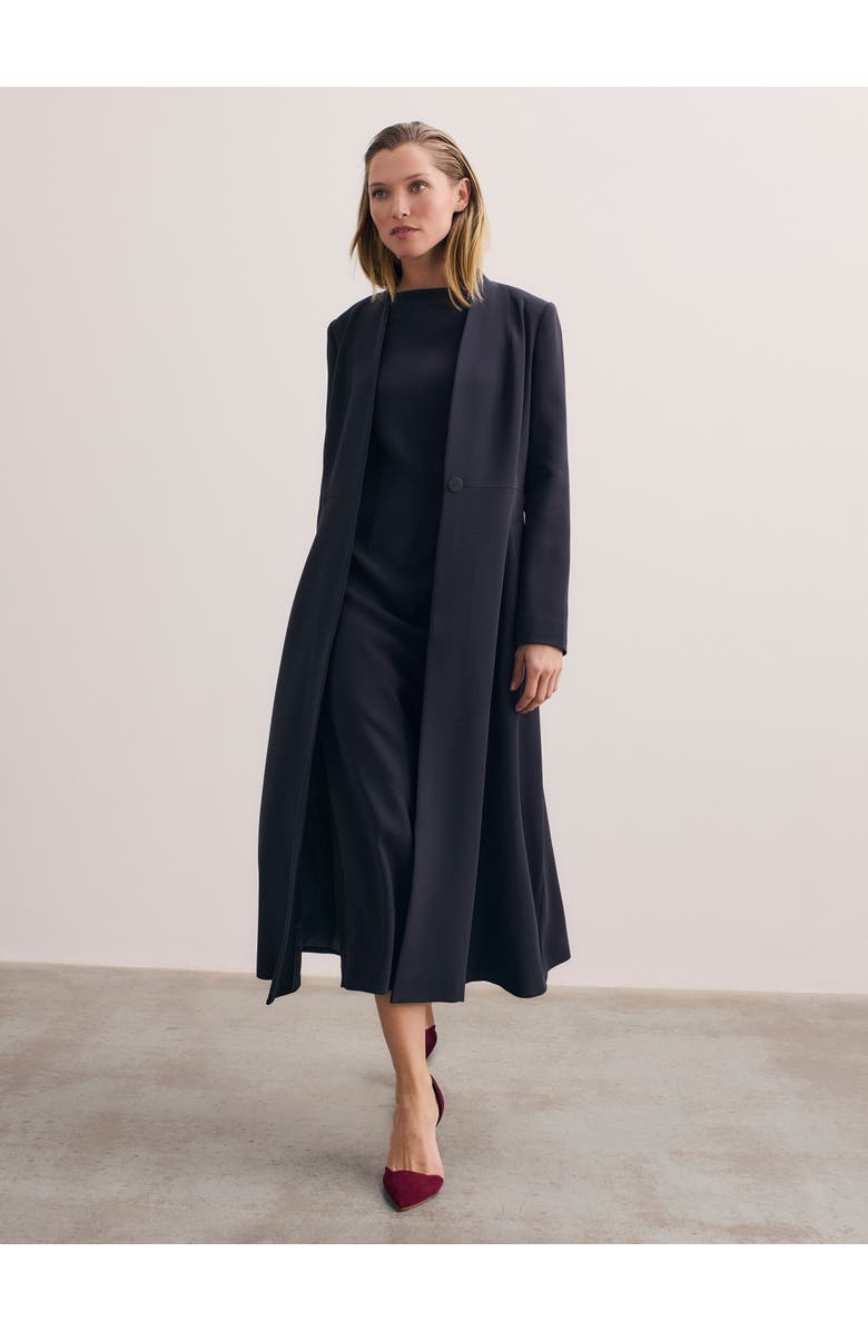 The Fold Finchley Crepe Coat, Alternate, color, Navy