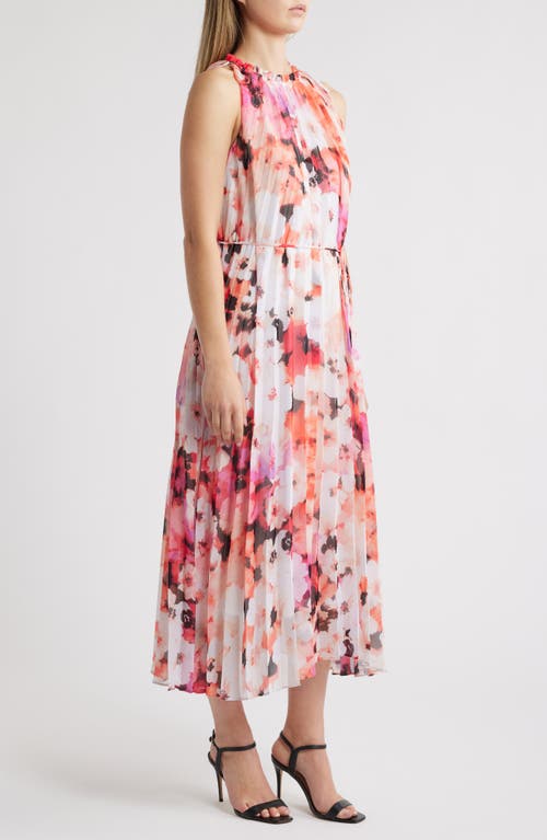 Julia Jordan Floral Print Sleeveless Midi Dress In Ivory/multi