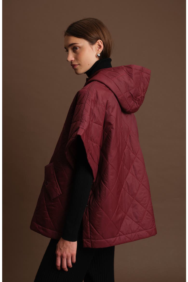 Otis Short Sleeve Puffer Poncho, Alternate, color, BURGUNDY