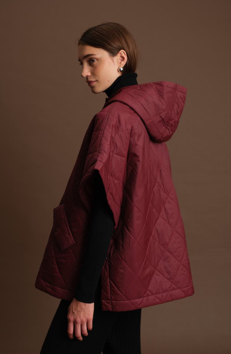 DELUC Otis Short Sleeve Puffer Poncho, Alternate, color, Burgundy