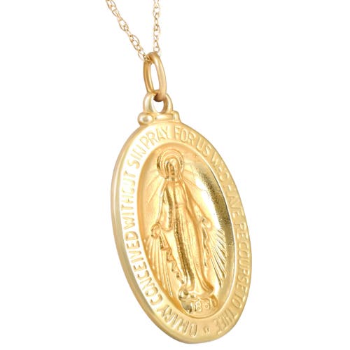 Bliss Diamond 14k Gold St. Mary Medal Pendant  1" Tall 5 Grams In Yellow Gold
