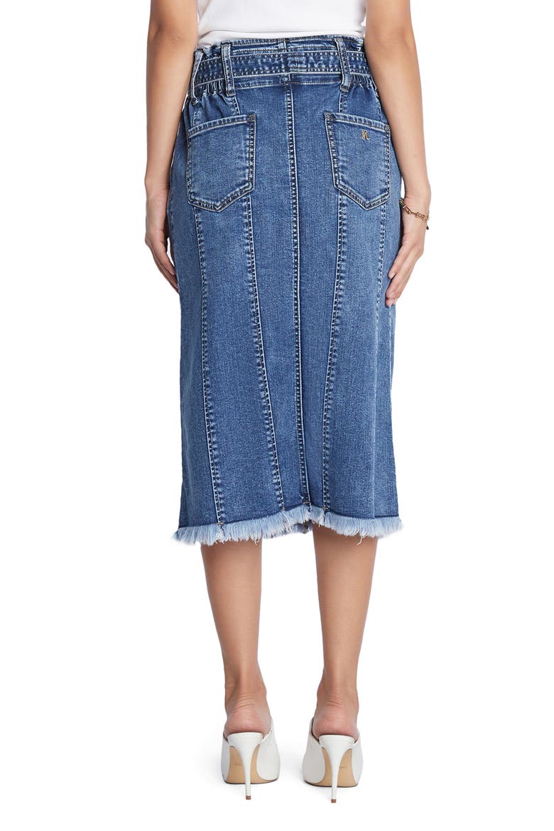 Tie Waist Raw Hem Denim Skirt, Alternate, color, STORM BLUE