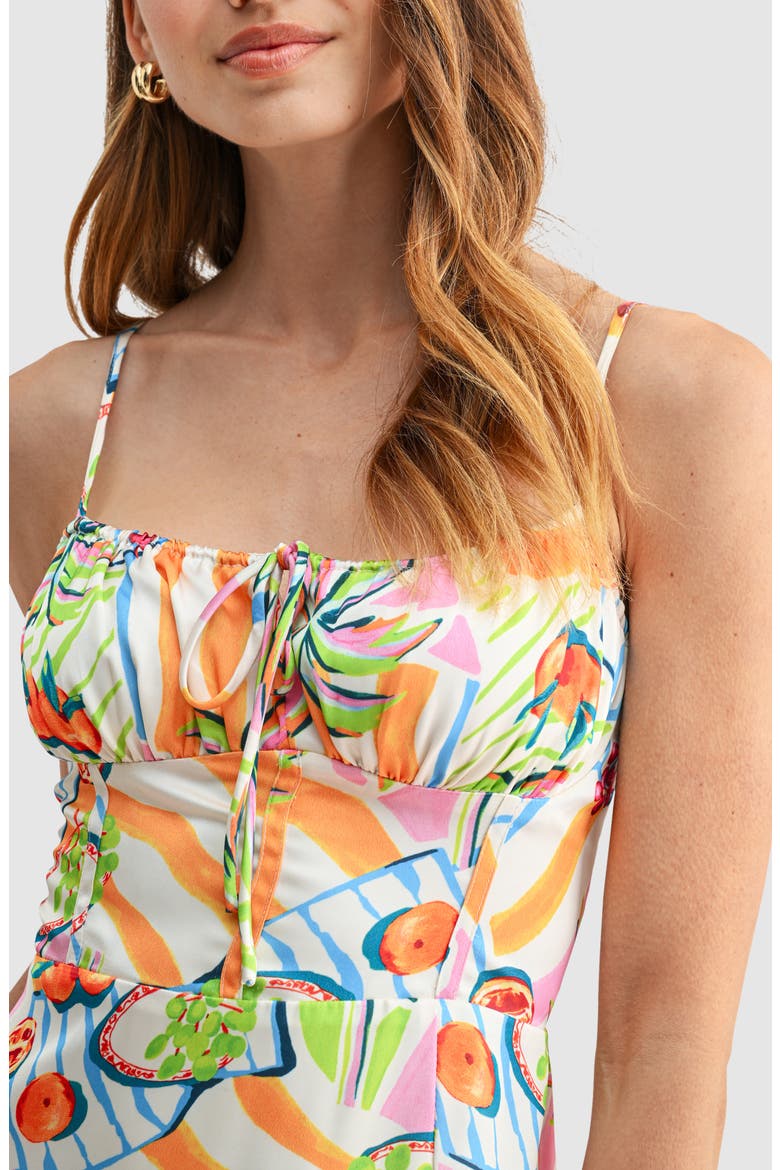 Shirred Neckline Midi Dress, Alternate, color, CONVERSATIONAL PRINT