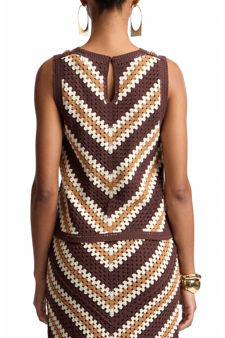 Chevron Crochet Sleeveless Top, Alternate, color, BROWN MULTI
