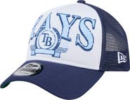 New Era Men's New Era Navy Tampa Bay Rays Distressed 9FORTY A-Frame Adjustable Trucker Hat