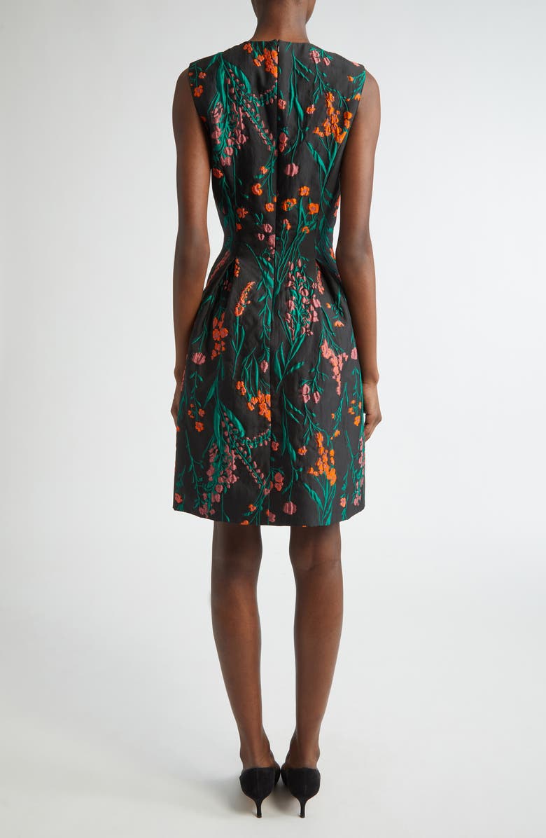 Lela Rose Betsy Floral Jacquard A-Line Dress, Alternate, color, Black Multi