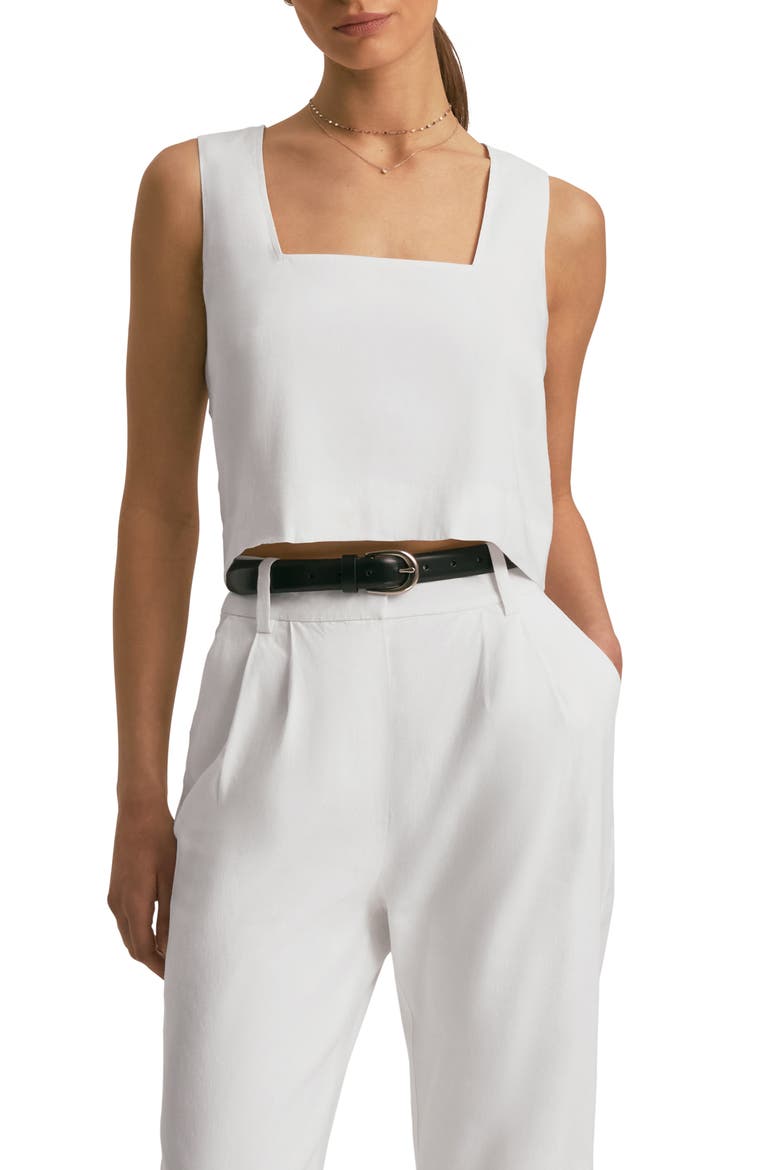 The Abby Linen Blend Square Neck Crop Shell, Main, color, WHITE