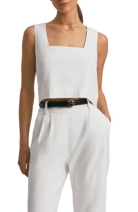 The Abby Linen Blend Square Neck Crop Shell