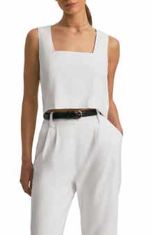 Favorite Daughter The Abby Linen Blend Square Neck Crop Shell