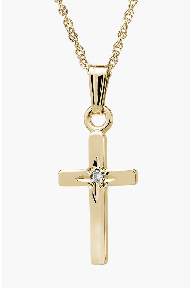 14k Gold & Diamond Cross Necklace, Main, color, GOLD