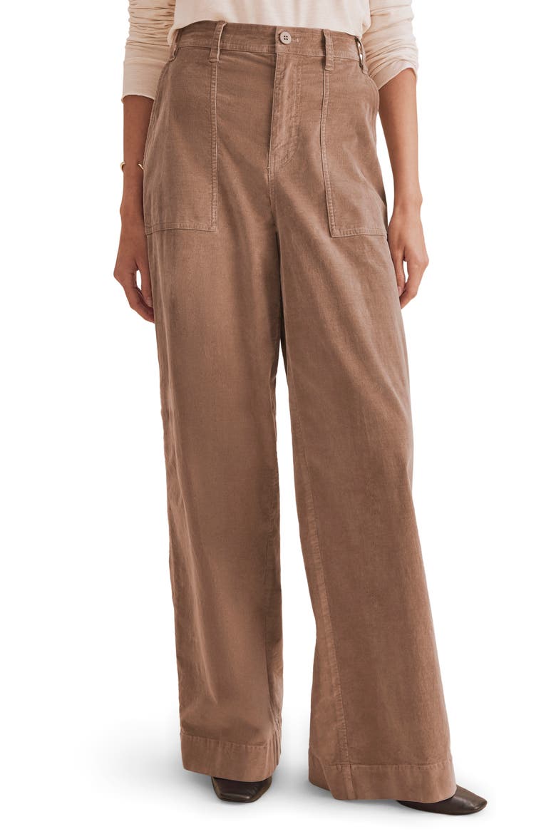Colette Patch Pocket Wide Leg Corduroy Pants, Main, color, TAUPE
