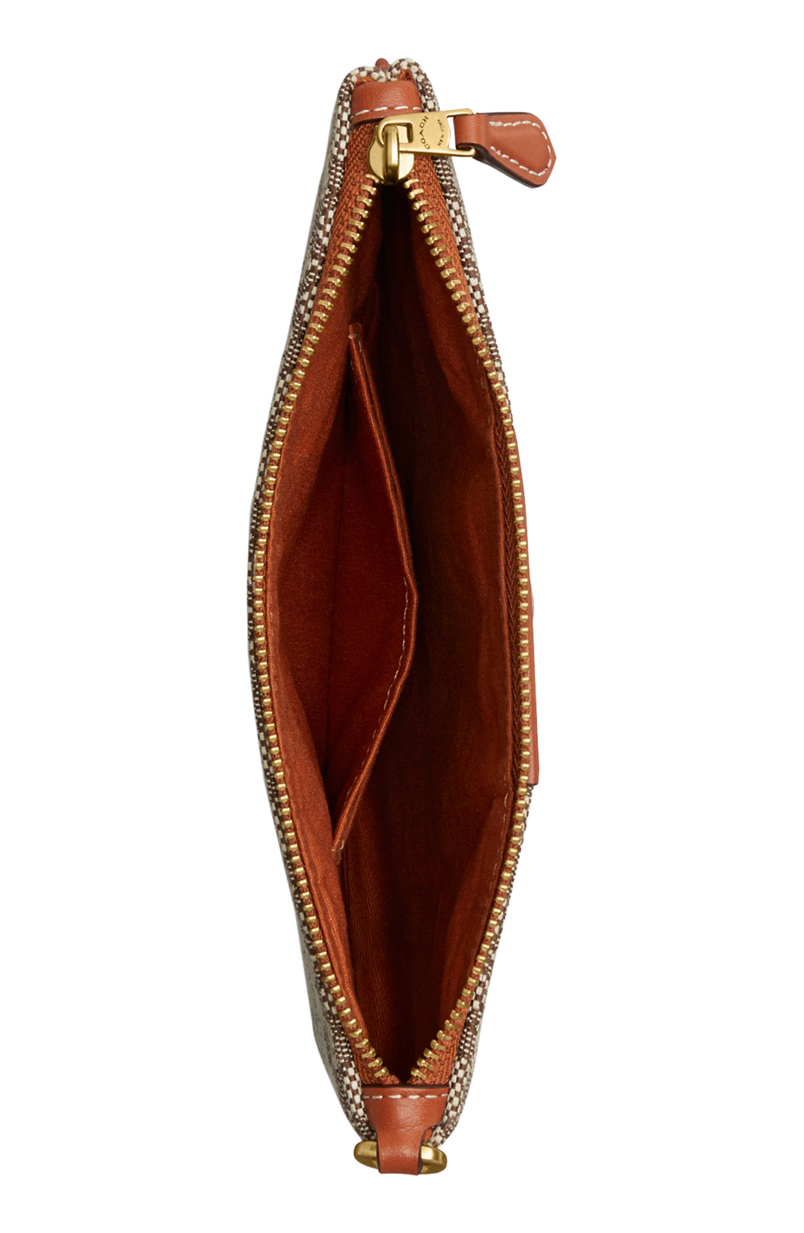 COACH Mini Signature Jacquard & Leather Wristlet, Alternate, color, 