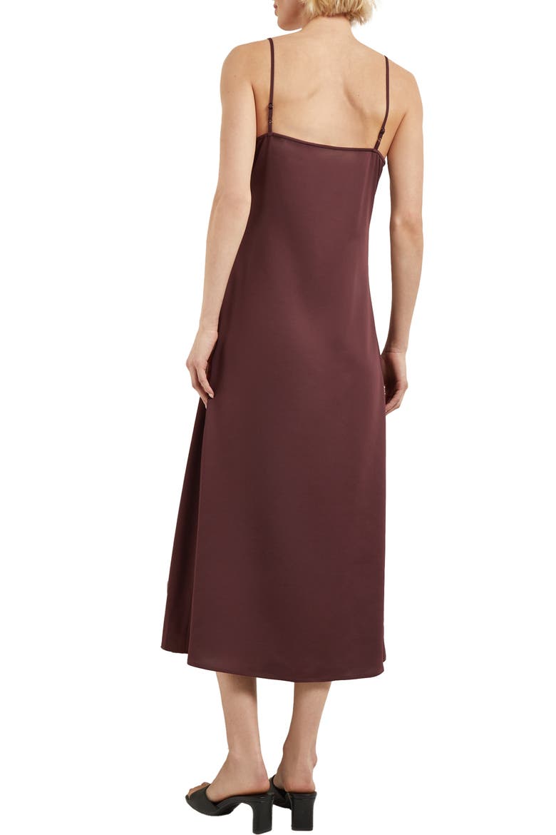 Crêpe de Chine Midi Slipdress, Alternate, color, MAHOGANY