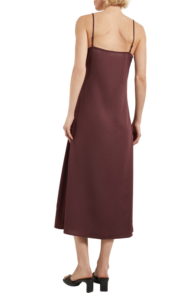Misook Crêpe de Chine Midi Slipdress, Alternate, color, Mahogany