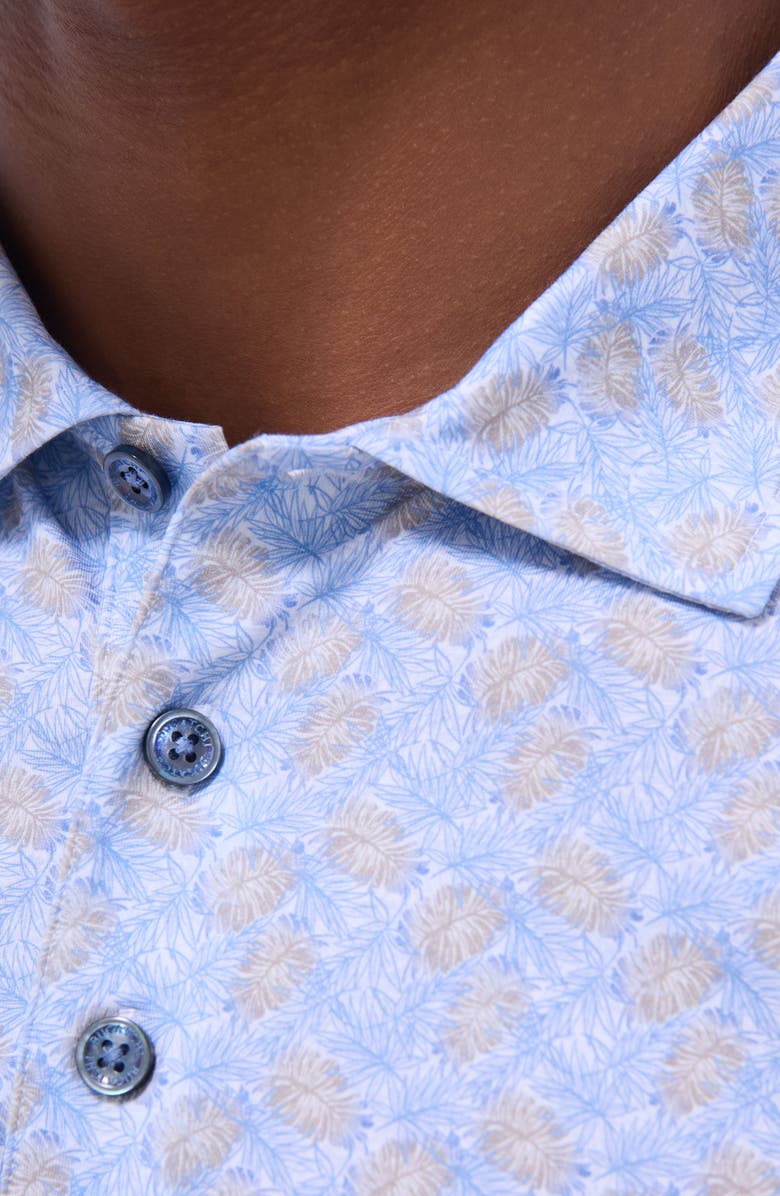 Bugatchi Victor OoohCotton<sup>®</sup> Leaf Print Polo, Alternate, color, Air Blue