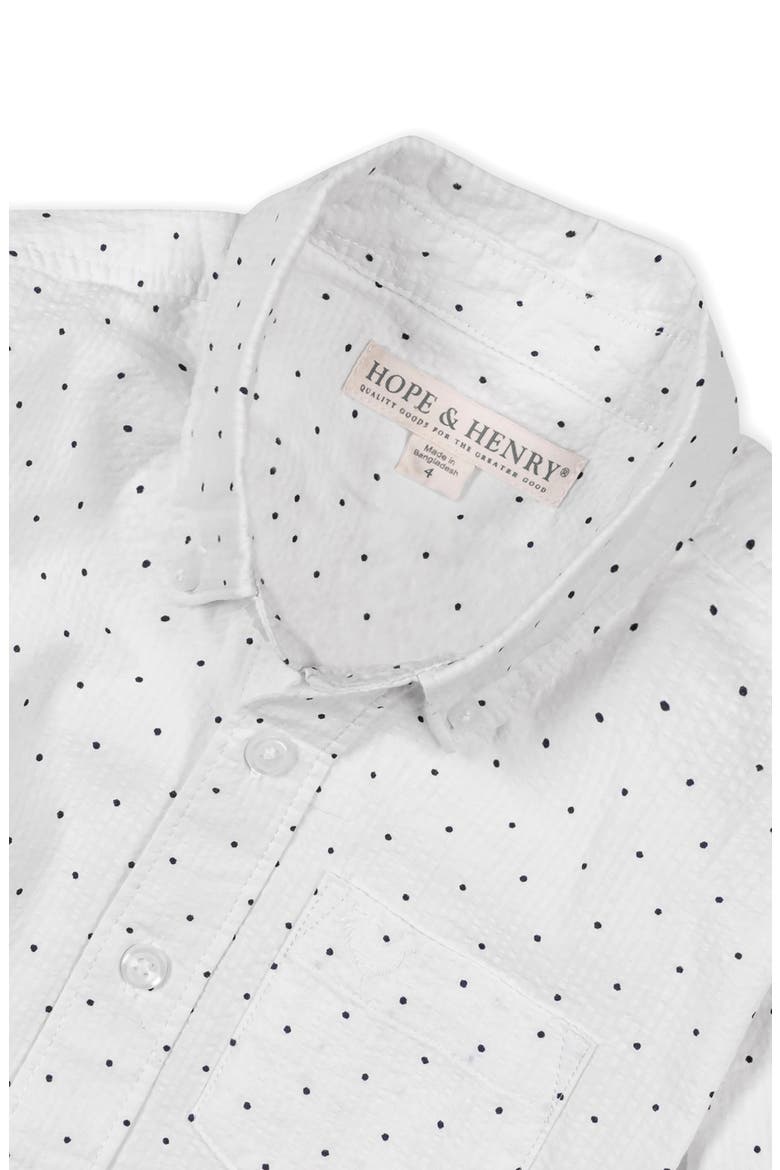 Kids' Organic Long Sleeve Seersucker Shirt, Alternate, color, Delft Dot Seersucker