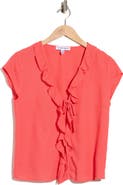 Ellen Tracy Ruffle Tie Front Top