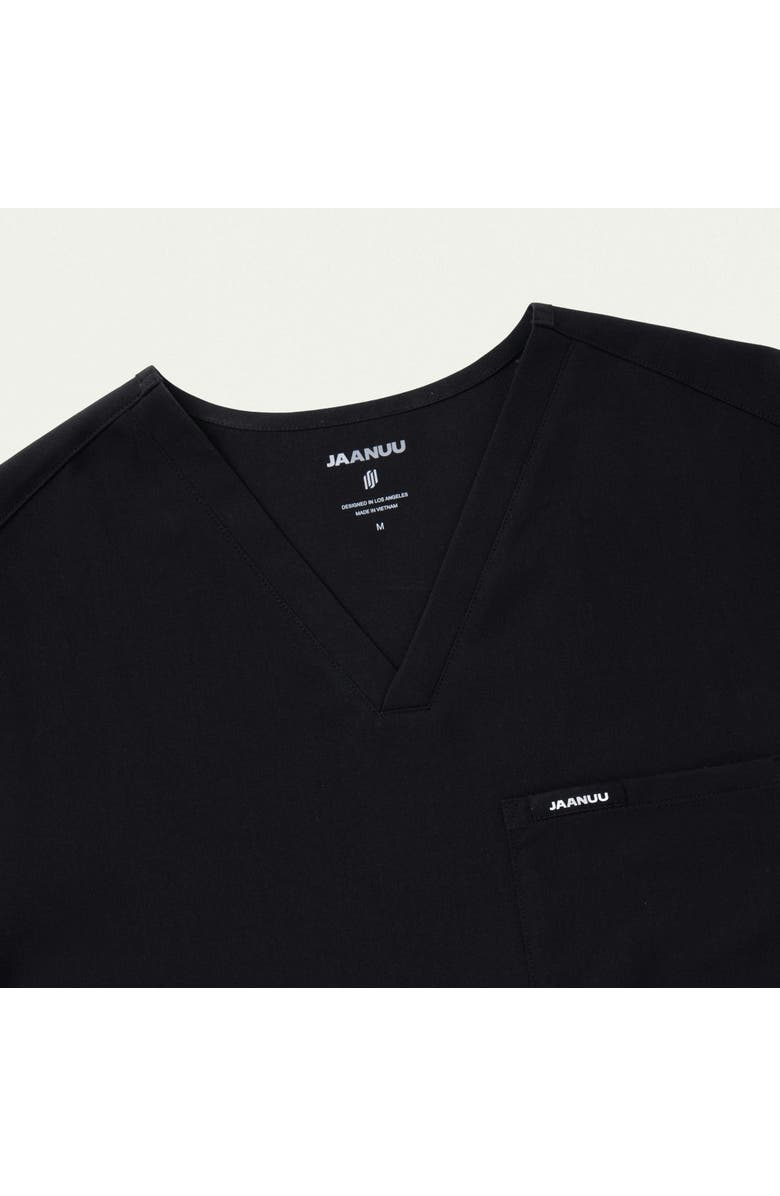 JAANUU Holmes Men's 1-Pocket Classic V-Neck Scrub Top, Alternate, color, Black