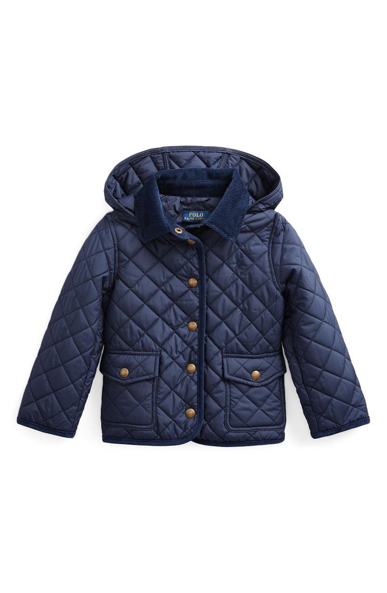 Polo Ralph Lauren Kids' Audrey Quilted Jacket with Removable Hood, Main, color, Newport Navy