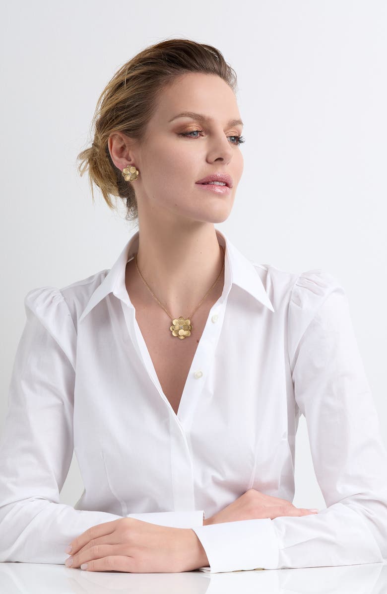 Marco Bicego Petali 18K Yellow Gold & Diamond Large Flower Pendant Necklace, Alternate, color, 