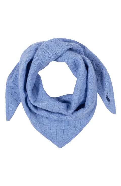 Cable Knit Wool & Cashmere Triangle Scarf