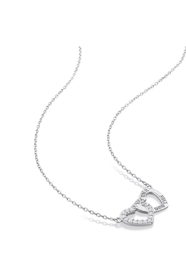 White Topaz Heart Interlocked Necklace, Alternate, color, White Topaz