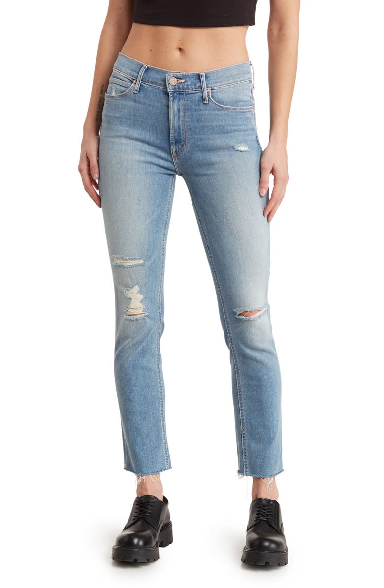 MOTHER The Dazzler Mid Rise Ankle Fray Jeans, Main, color,