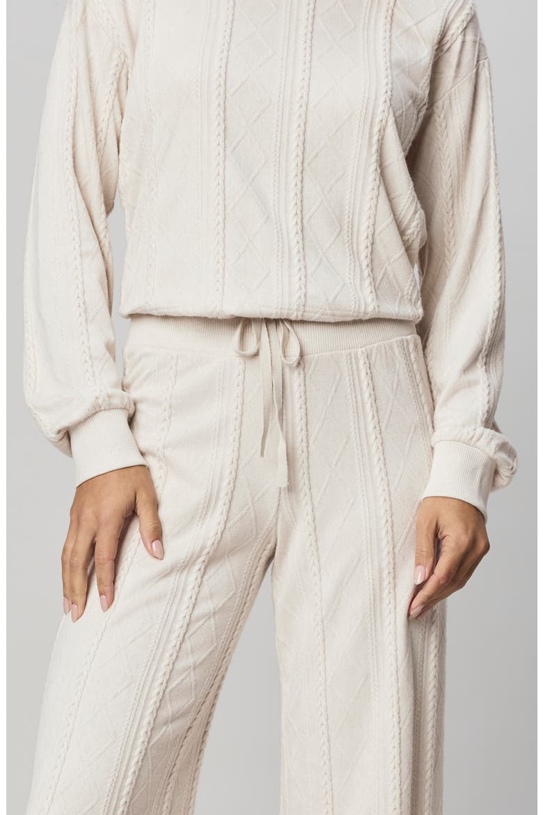 Cable Drawstring Wide Leg Pants, Alternate, color, PALE OAK WHITE HEATHER