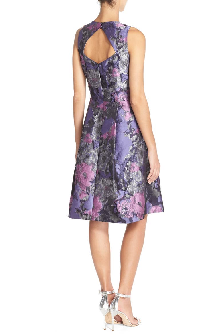 Embellished Jacquard Fit & Flare Dress, Alternate, color, LILAC
