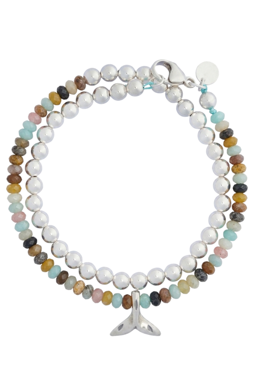 Emma Rae Sterling Silver & Gemstone Double-layer "whale Tail" Bracelet In Multi